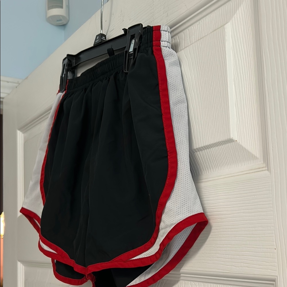 Nike Women's Black Shorts with Red and White Accents - Picture 6 of 14